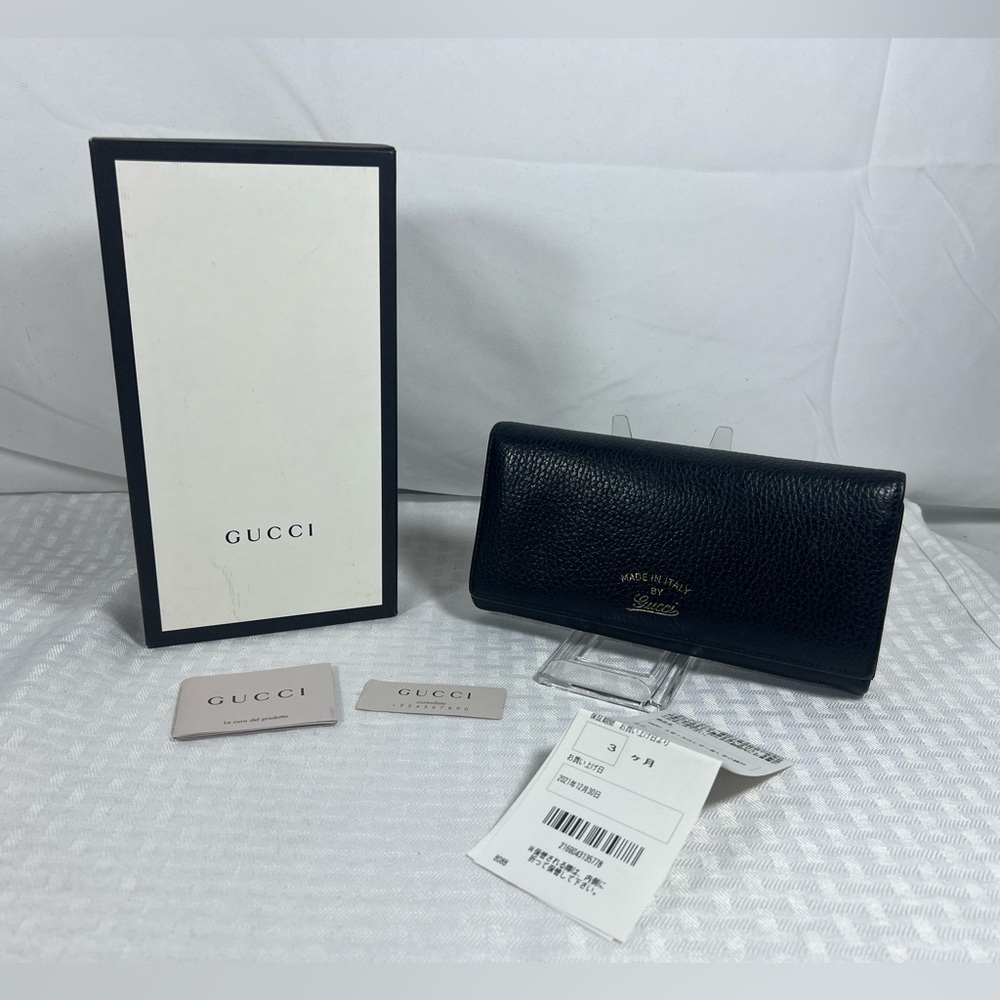 Gucci Pebbled Leather Continental Wallet Black Made in Italy - Picture 1 of 14